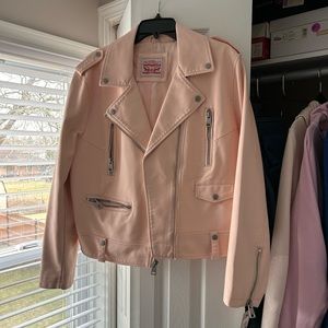 BABY PINK LEVIS FAUX LEATHER JACKET
